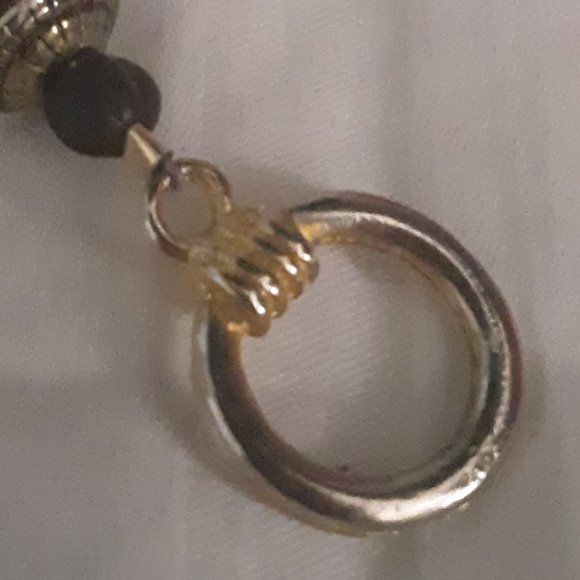 Purple Glass Black Silver Tone Beads Toggle Bracelet - Picture 3 of 9